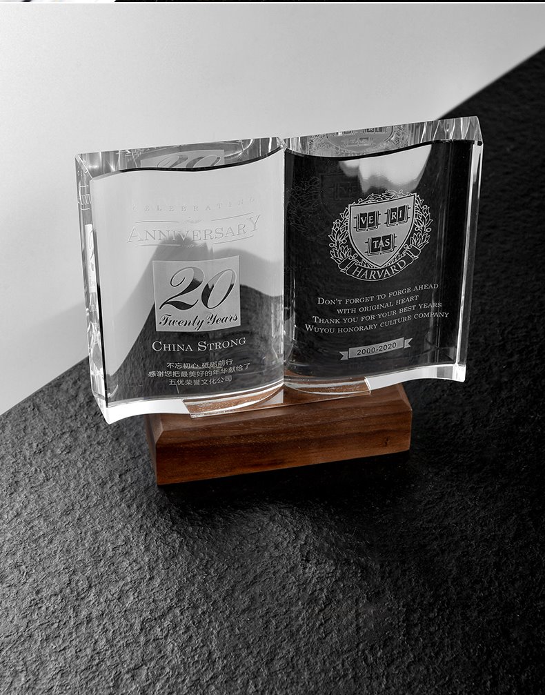 Ntoo Base Phau Ntawv Shape Crystal Award